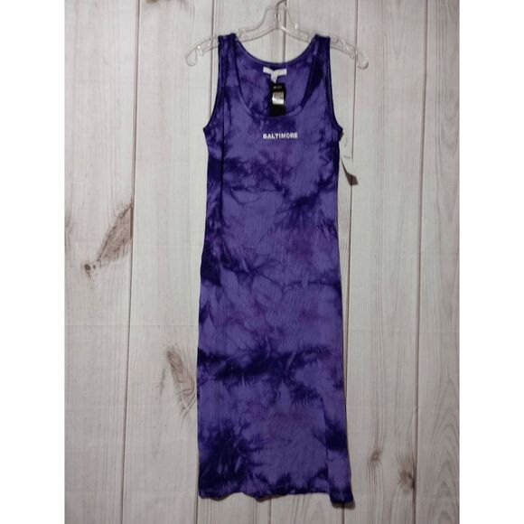 Baltimore Ravens Dress Ladies Small Purple‎ Tie-dye Sleeveless Maxi Wear By Erin - Picture 1 of 7